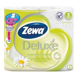 Туалетная бумага белая Zewa delux ромашка 3-х слойная 4 шт