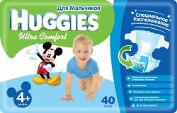 Хаггис подгузники Ultra Comfort (4+) 10-16кг для мальчиков 40шт