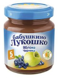 БАБУШКИНО ЛУКОШКО пюре яблоко черника с 5 мес 100г
