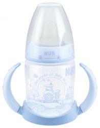 Нук baby rose & blue бутылочка обучающая ПП с ручками 150мл