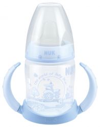 Нук baby rose & blue бутылочка обучающая ПП с ручками 150мл