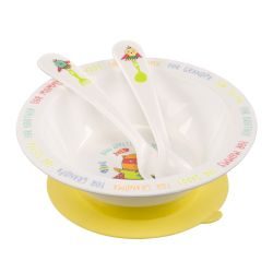 Happy baby тарелка глубокая с присоской желтая арт.15029