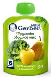 ГЕРБЕР пюре фруктово-овощной микс с 6 мес 90г