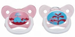 Доктор Браун пустышка PREVENT БАБОЧКА 0-6 мес с крышкой для девочек 2шт