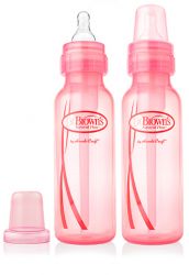 Доктор Браун OPTIONS бутылочка с узким горлом розовая 250 мл 2шт