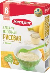Сэмпер каша молочная рисовая с бананом с 6 мес 200г