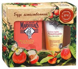 Ле Пти Марселье гель для душа белый персик и нектарин 250мл + крем для рук 75мл
