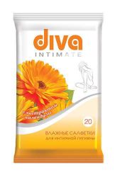 Дива салфетки для интимной гигиены  с экстрактом календулы 20шт