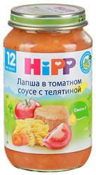 Хипп пюре лапша в томатном соусе с телятиной с 12 мес 220г