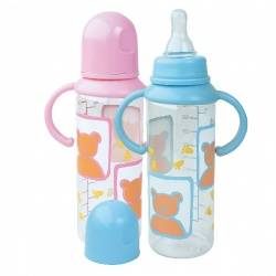 Курносики бутылочка пластиковая с ручками с сил. соской 250мл 6мес+