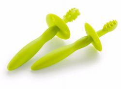 Хэппи беби/Happy baby набор силиконовых зубных щеток лайм арт.20017