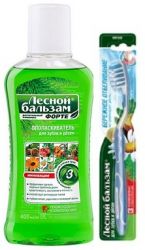Лесной бальзам ополаскиватель для десен Форте 400мл + зубная щетка Бережное отбеливание