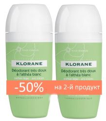 Клоран дезодорант шариковый сверхмягкий с белым алтеем 40мл 2шт (-50% на второй продукт)