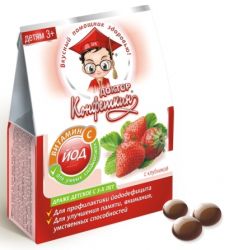 Доктор Конфеткин с йодом /клубника/ 100г драже