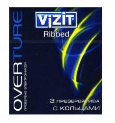 Визит презервативы Ribbed c кольцами 3шт