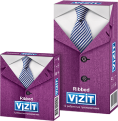 Визит презервативы Ribbed ребристые 12шт