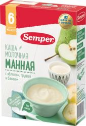 Сэмпер каша молочная манная с яблоком