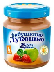 БАБУШКИНО ЛУКОШКО пюре яблоко клубника с 6 мес 100г