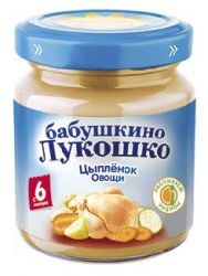 БАБУШКИНО ЛУКОШКО пюре рагу овощное с цыпленком с 6 мес 100г