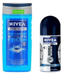 Нивея дезодорант-спрей Невидимый для черного и белого 150мл + гель для душа Пробуждающий 250мл