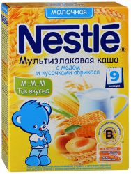 Нестле каша молочная мультизлаковая с медом и кусочками абрикоса с 9 мес 250г