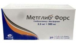 Метглиб форс 500мг + 2