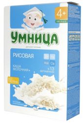 Умница каша молочная рисовая с 4 мес 200г