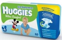 Хаггис подгузники Ultra Comfort (4+) 10-16кг для мальчиков 60шт