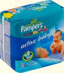 Памперс подгузники Active Baby (3) 4-9кг midi 22шт