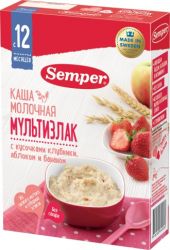 Сэмпер каша молочная Мультизлак с кусочками клубники