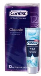 Контекс набор презервативы Classic 12шт + гель-смазка Wave 5мл №2 пак
