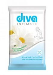 Дива салфетки для интимной гигиены  с экстрактом ромашки 20шт