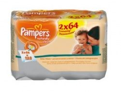 Памперс салфетки влажные Naturally Clean 64х2шт