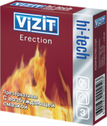 Визит презервативы hi-tech Erection с возбуждающей смазкой 3шт