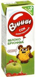 Винни сок осветленный яблоко-брусника с 5 мес 0