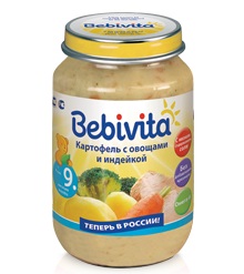 Бебивита пюре картофель с овощами и индейкой с 9 мес 190г