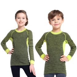 Детская футболка (термобелье) Norveg Climate Control (лайм/черный) 4CCU2HL-140 Цвет: лайм+черный | Размер: 128-134