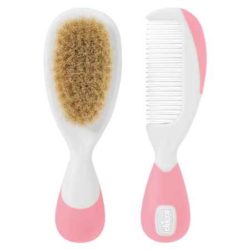 Chicco Набор детская расческа и щётка с натуральными щетинками