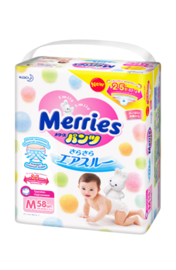 Фото товара MERRIES Трусики-подгузники для детей размер M 6-10 кг 58шт