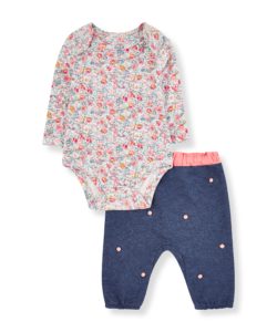 Фото товара Боди в цветочек и брюки трикотажные в комплекте