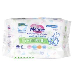 Фото товара Детские влажные салфетки Flushable Запасной блок MERRIES