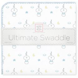 Фото товара Фланелевая пеленка для новорожденного SwaddleDesigns Ultimate Space Friend Blue