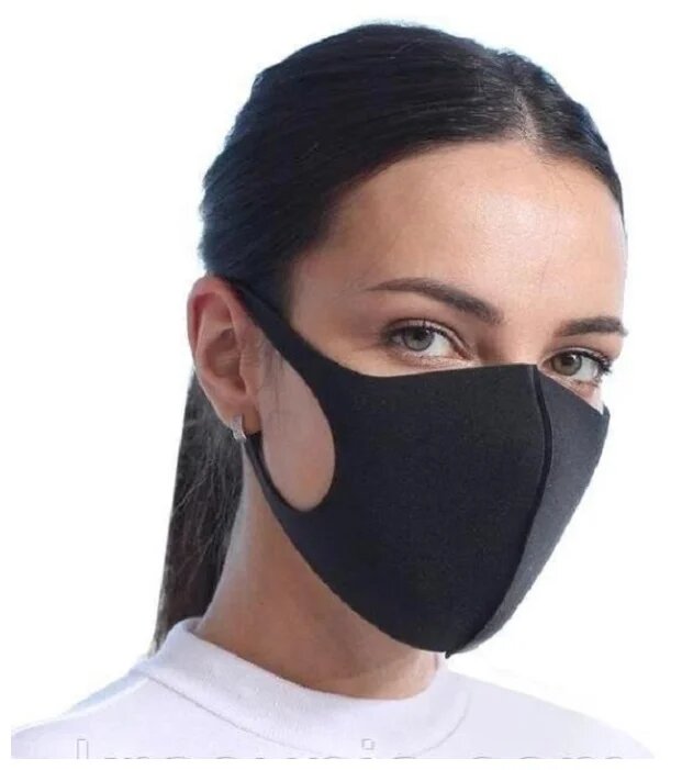 Маска многоразовая угольная фильтрующая, черная