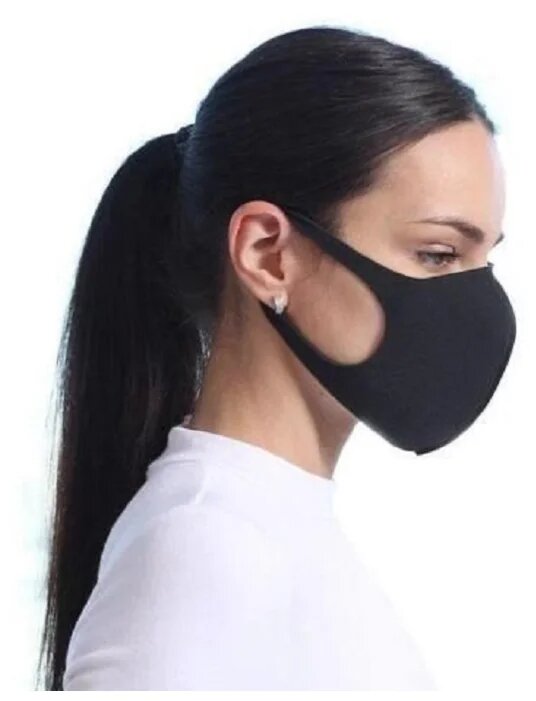 Маска многоразовая угольная фильтрующая, черная