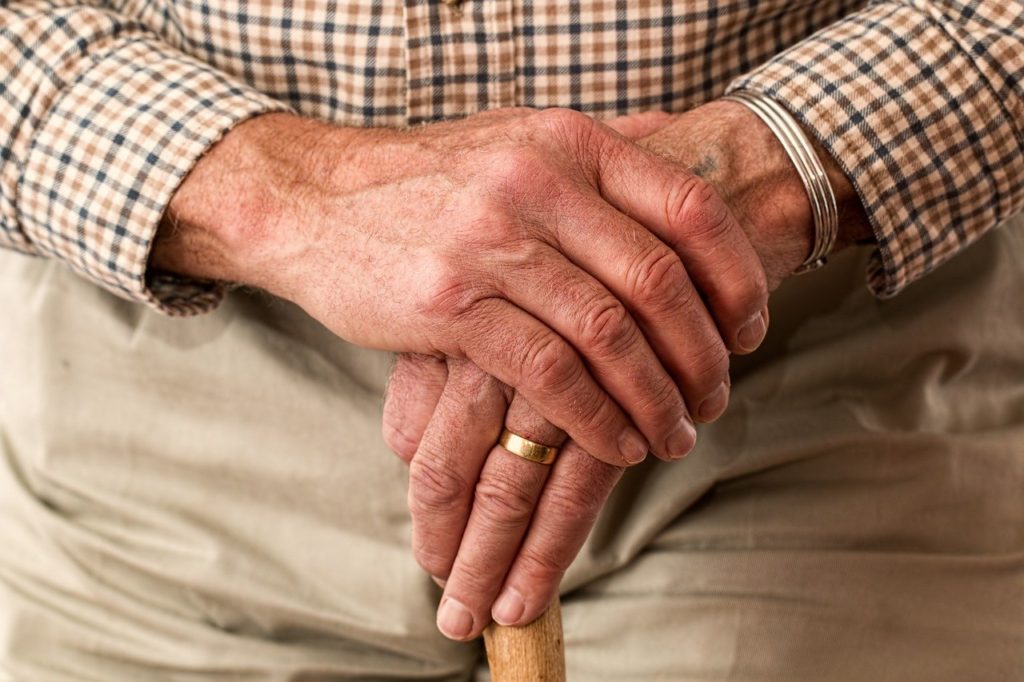 Руки Трость Пожилые Люди Старый Человек Старость Старение