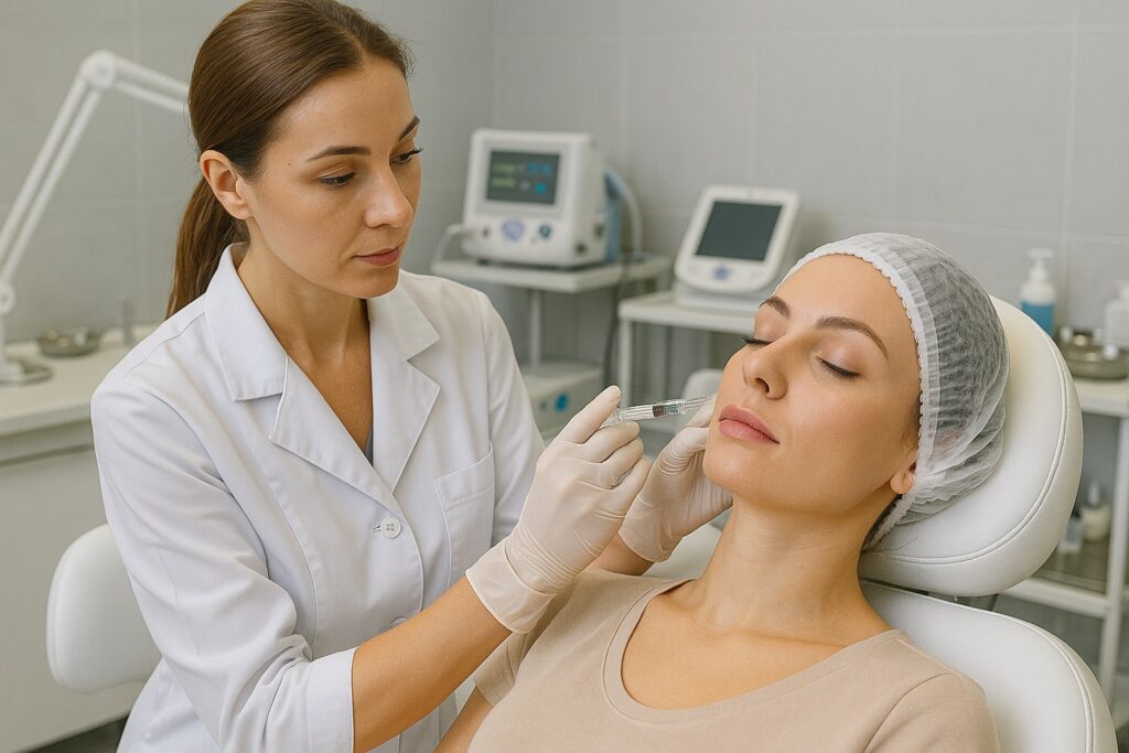Процедура инъекций филлеров в медицинской клинике