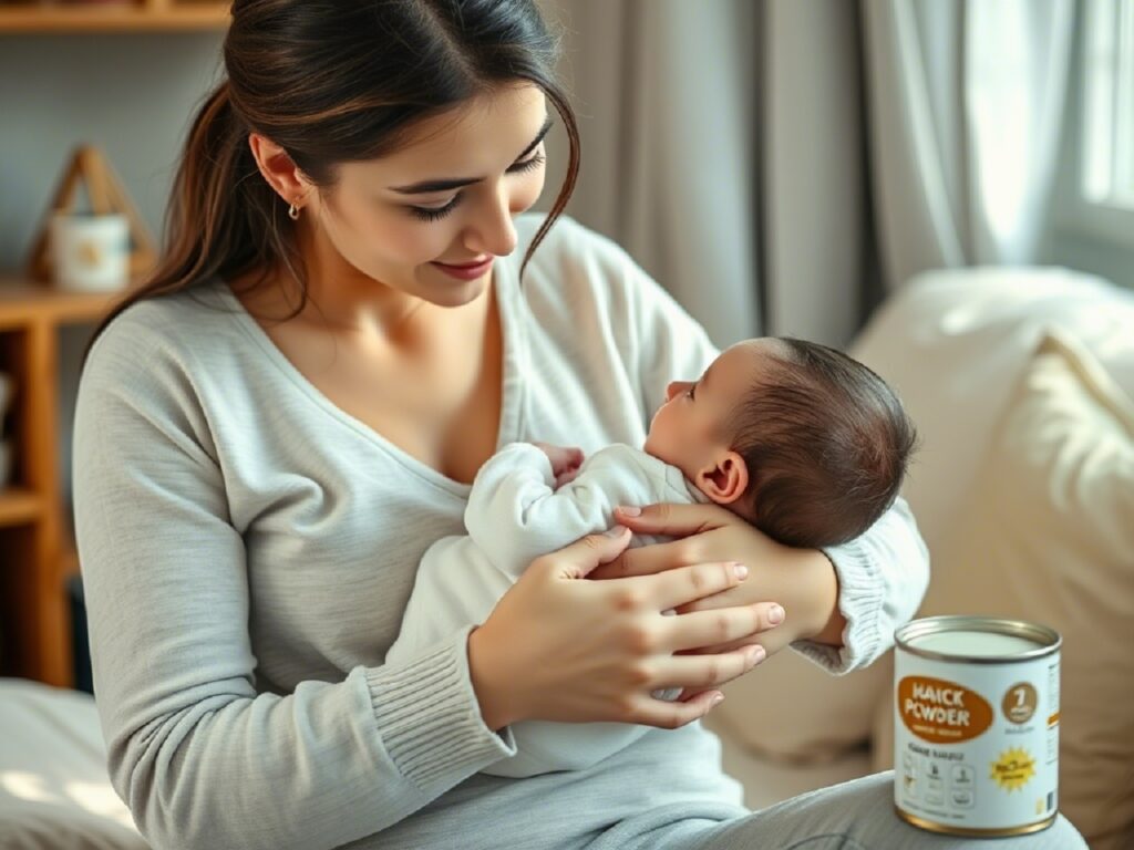 Молодая мама с новорождённым на руках