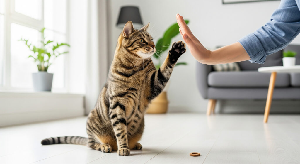 Как научить кошку команде «Дай лапу»