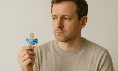 Взрослый человек с соской в руках