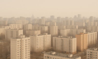 Современный городской пейзаж Москвы, жилые кварталы эконом-класса